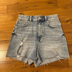 Zara Ripped Denim Shorts